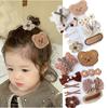 4/8/9pcsSet of Baby Hair Accessories, Cute Bear Hair Clips for Girls , Decoration, Bow, Knitted Flower