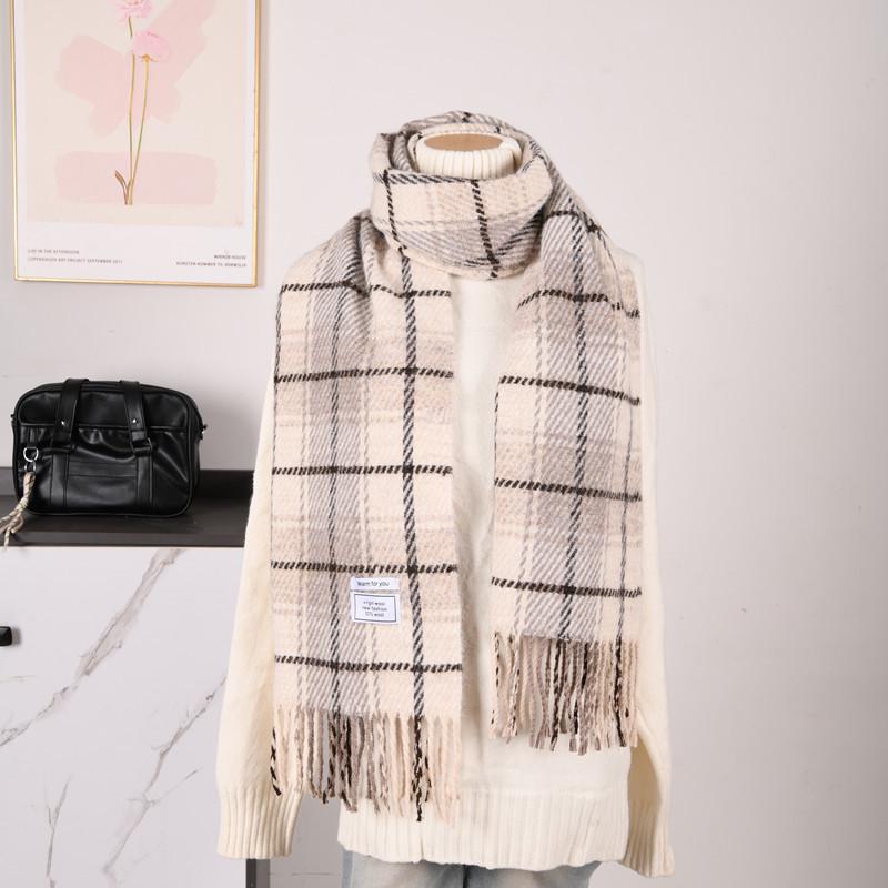 Hochwertiger Schal im koreanischen Stil mit Karomuster: Warmer, verdickter Kaschmir-ähnlicher Schal für Studenten und Paare
