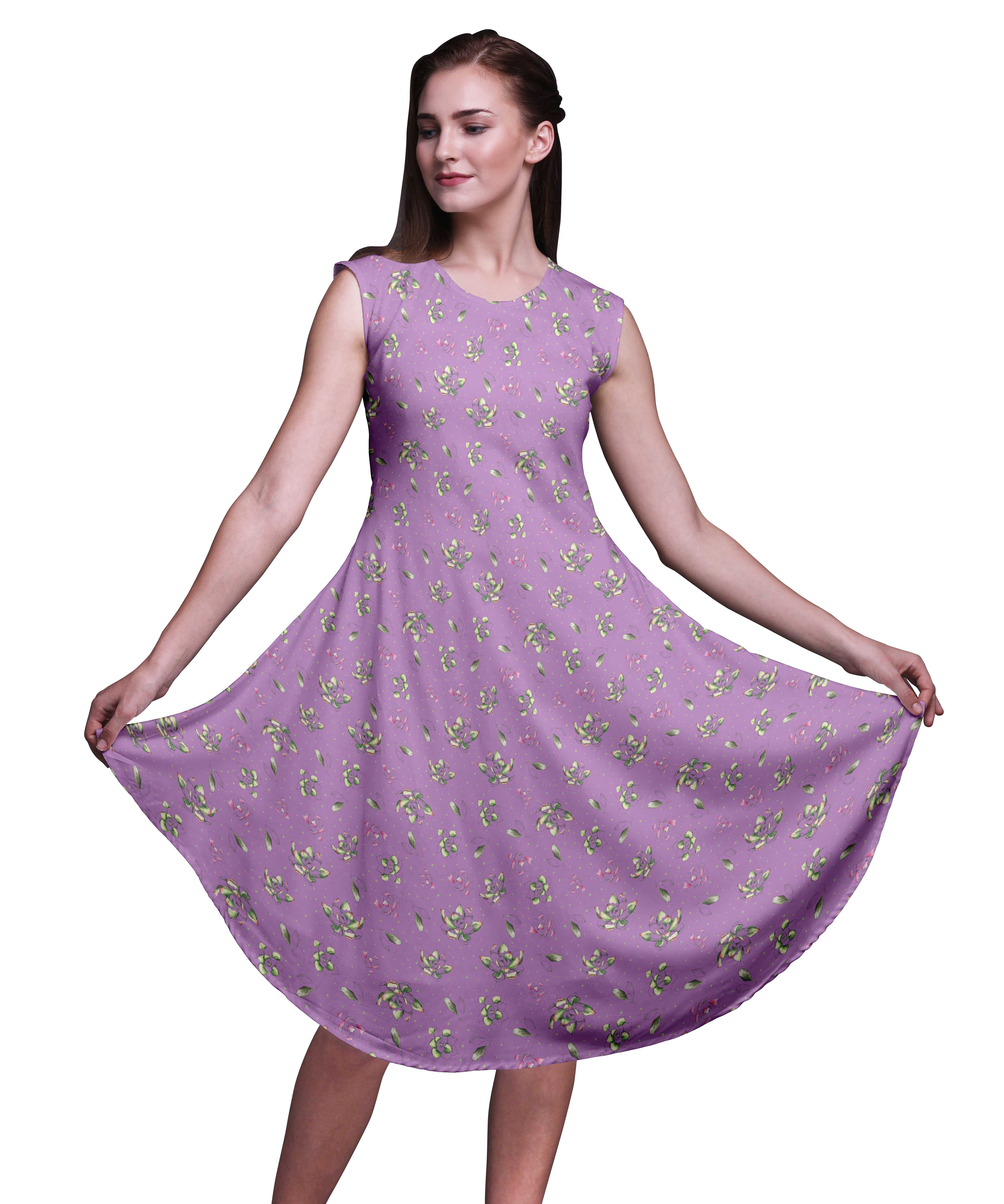 

Bimba Gold Floral Block Women Knee Length Sleeveless Casual Summer Sun Tank XXX-Large лавандовий