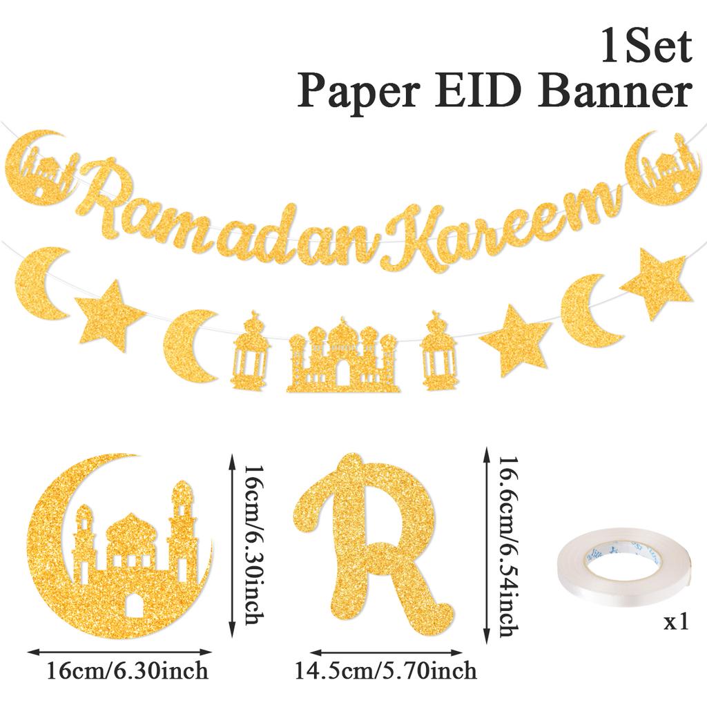 Eid Mubarak Ramadan Kareem Banner Pull The Flag Eid Ramadan Decor For Home 2025 Ramadan Muslim Islamic Party Decor Supplies