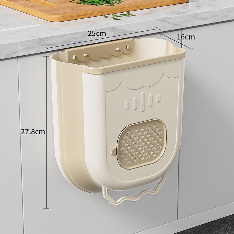 Foldable Wall-Mounted Hanging Trash Can for Kitchen & Bathroom - Easy-to-Clean, High-Quality Plastic Bin