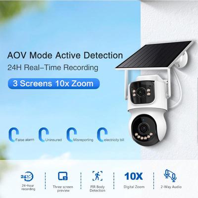 ICSee Dual-Lens PTZ WiFi Solar Camera: 10X Zoom, Low Power, Cross-Border Monitoring