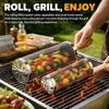 4/6/8 Pack Stainless Steel Rolling Grilling Basket Set Wooden Handle Outdoor Camping BBQ Vegetable Meat Grilling Accessories