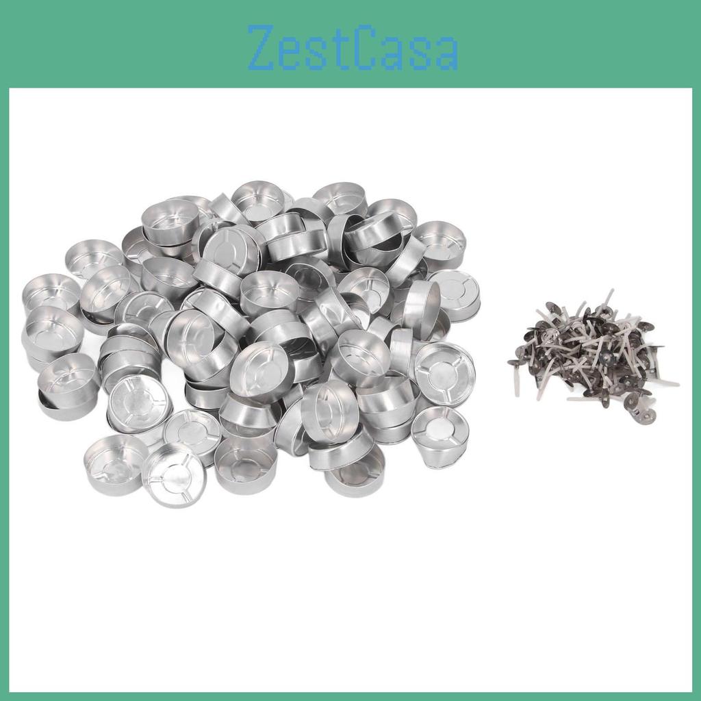 Container Wax Set Candle 100 Aluminum Tea Lights Cup With Candle Wick For Weddings Parties Home
