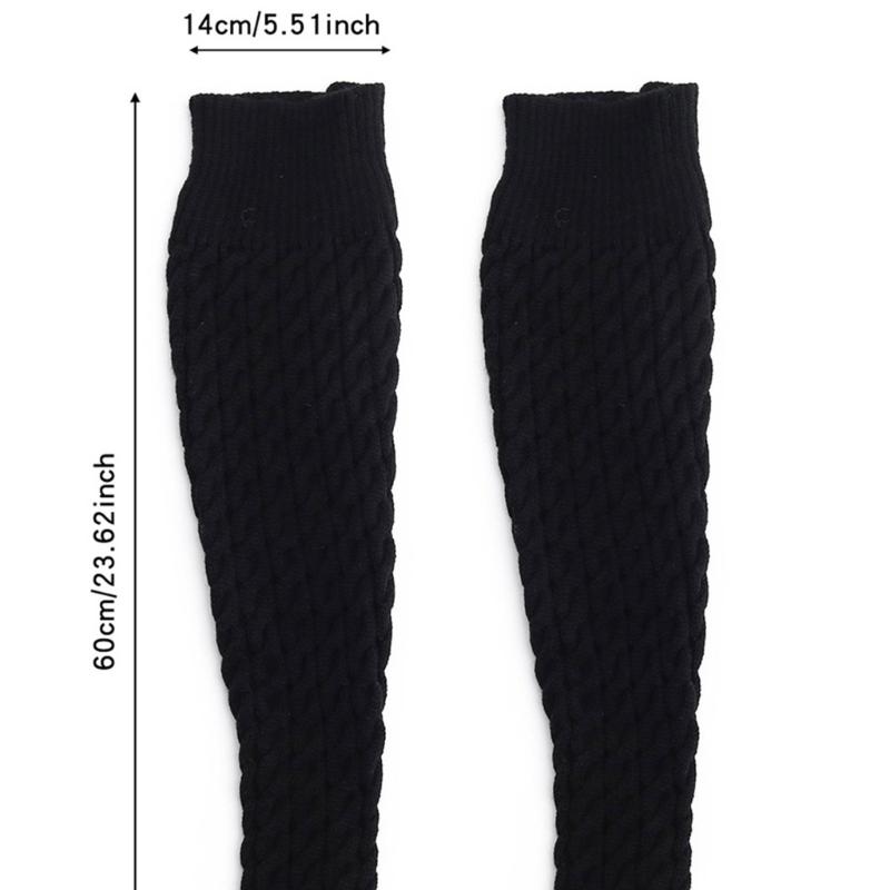 Scaldamuscoli da Donna Taglie Forti Lavorati a Maglia a Treccia Sopra il Ginocchio Alti sulla Coscia Calzini Senza Piedi Caldi Calze per Stivali Invernali Streetwear