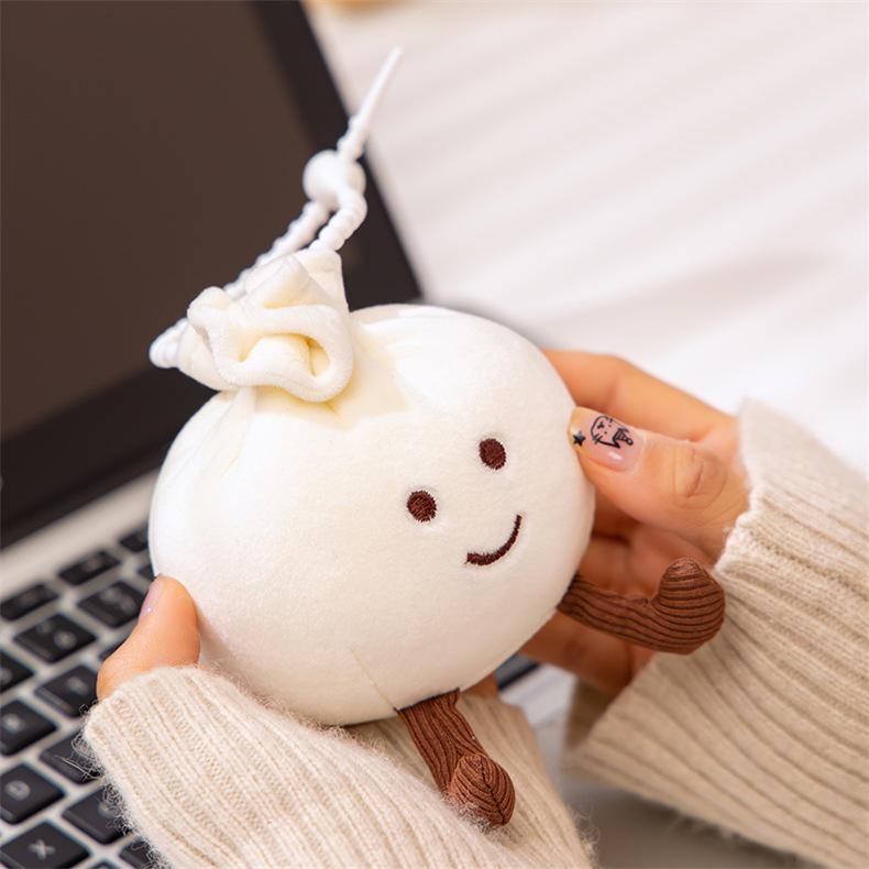 Cute Dumpling Plush Keychain for Women - Small Bun Bag Charm