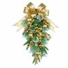 Realistic Artificial Christmas Wreath Pine Needles Droplet Style Wall Hanging Christmas Garland Teardrop Shape Red Berries