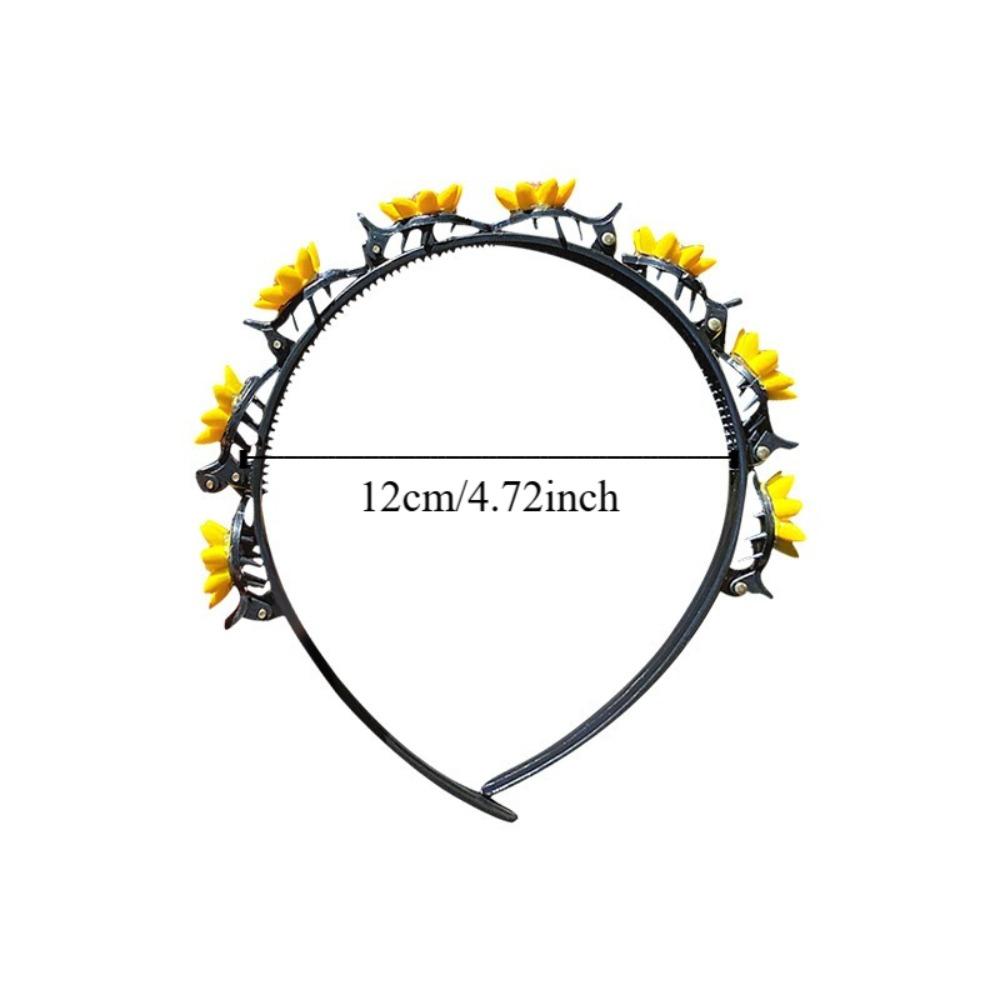 Korean Double Bangs Hairpin Hairband Colorful Flower Braided Children's Wave Hair Hoop Kawaii Princess Kids Teeth Headband Girls