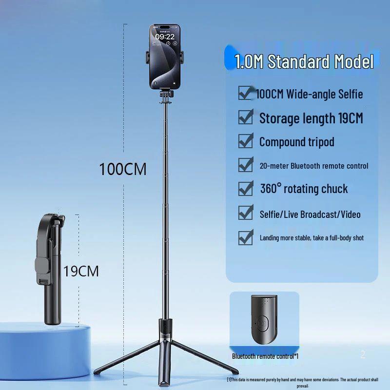 Portable Bluetooth Selfie Stick with Remote, Tripod Stand for Photography and Streaming, Foldable and Ideal for Travel