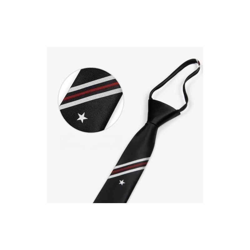 Tiger Head Embroidered Neck Tie For Kids With Striped Wool Material For School Or Casual Wear