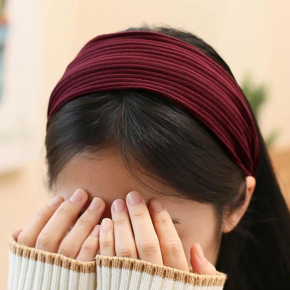 Handmade Headband Daily Headband Angel Scrunchie Basic Ribbed Wine