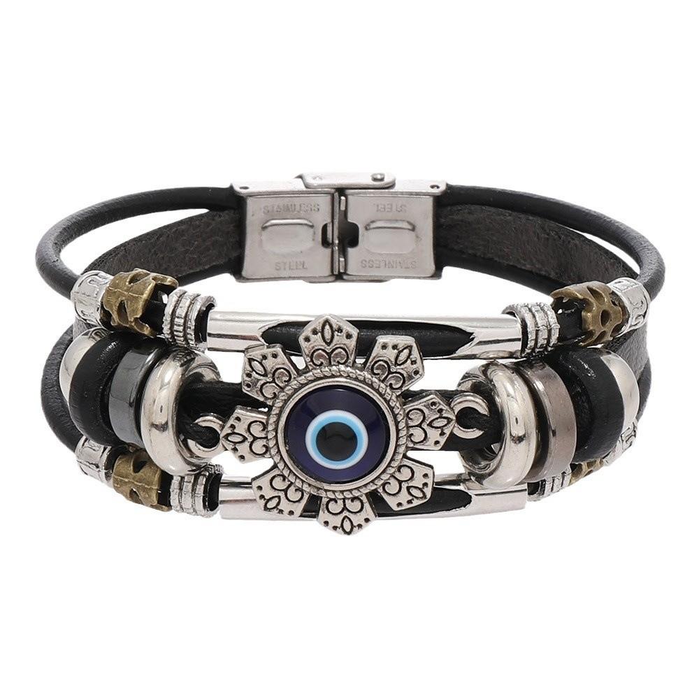 Metal Buckle Bracelets Leather Hand Chain Fashion Wristband  Couple Jewelry Gift