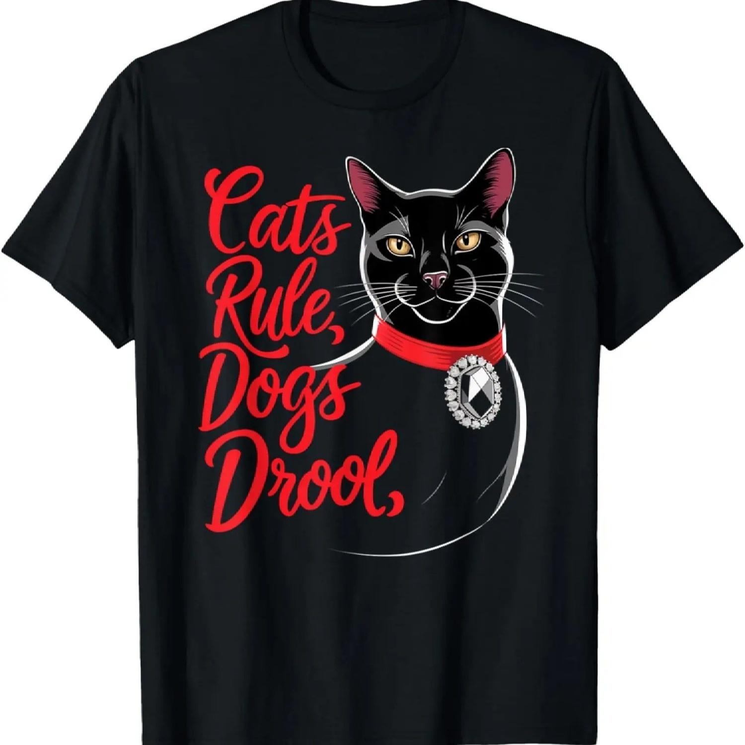Cats Rule, Dogs Drool Cat Lover Feline Black Cat Pet T-Shirt S