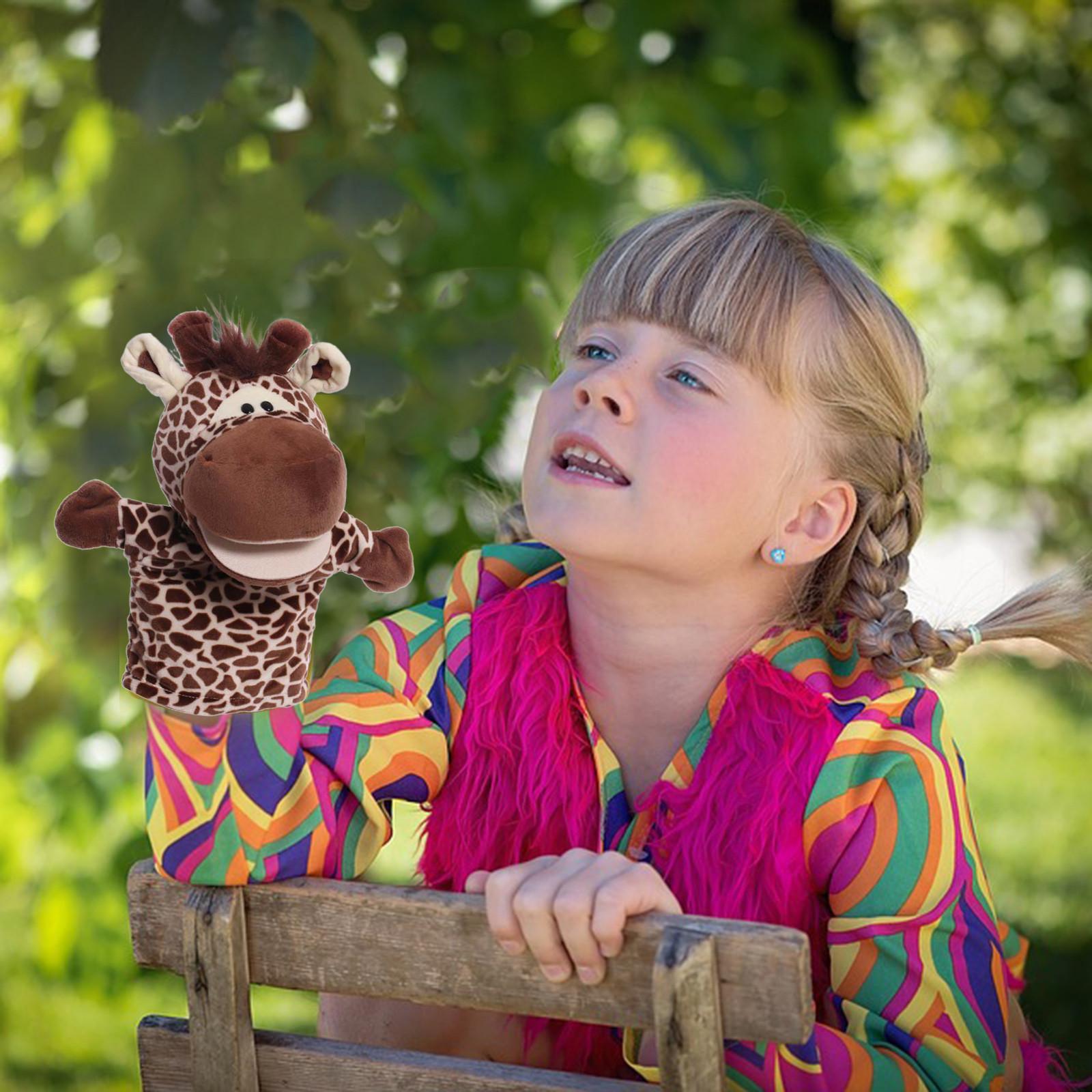 

(H0826)Мультяшные животные, головоломка для родителей и детей, плюшевая игрушка, рот, можно запустить марионетку коричневый