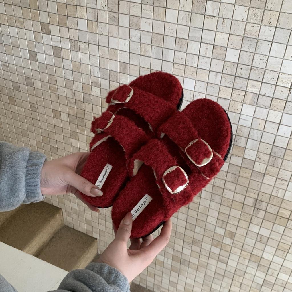 2025 new Mao Mao shoes metal buckle open-toed sandals, wearing Birkenstocks slippers women's shoes