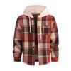 Men Coat Hooded Long Sleeve Plaid Print Jacket Windproof Casual Street Style Spring Autumn Jacket Daily Wear