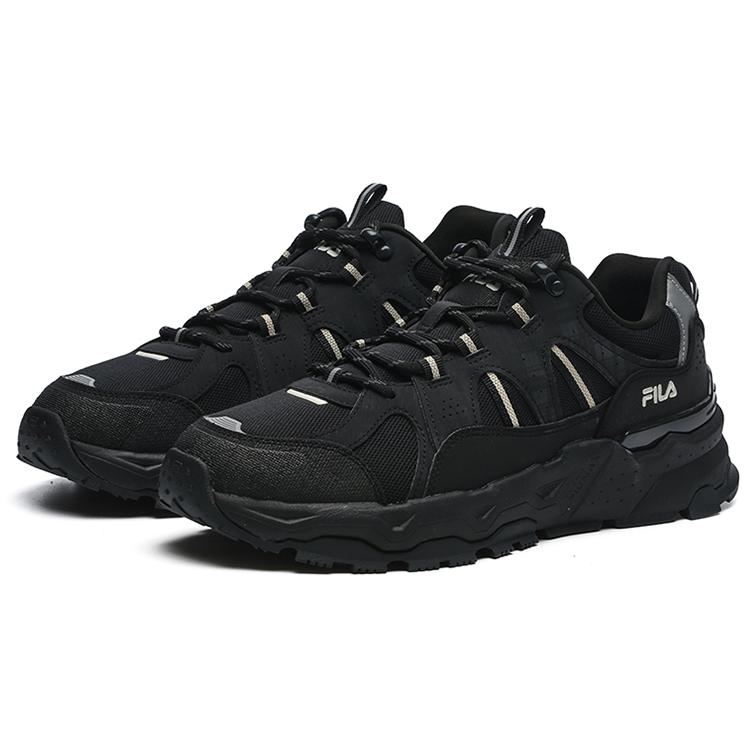 FILA Trek 1S Textile , Synthetic Leather Casual Height Increasing Low top Chunky Sneakers Men's Black Gray (Unisex) Chunky Sneakers