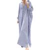 Women's Casual Cotton And Linen Striped Cardigan Loose Temperament Irregular Shirt Dress
