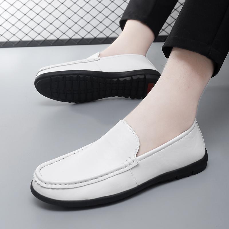 Fashion Breathable Bean Shoes Mens Shoes Fashion Casual Leather Shoes Youth Fashion Shoes Soft Loafers Genuine Leather Flats Driving Sho