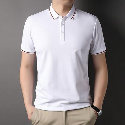 Sommer Kurzarm-POLO-Shirts für Herren aus Maulbeerseide, leicht, lässig, einfarbig, für junge und mittlere Männer