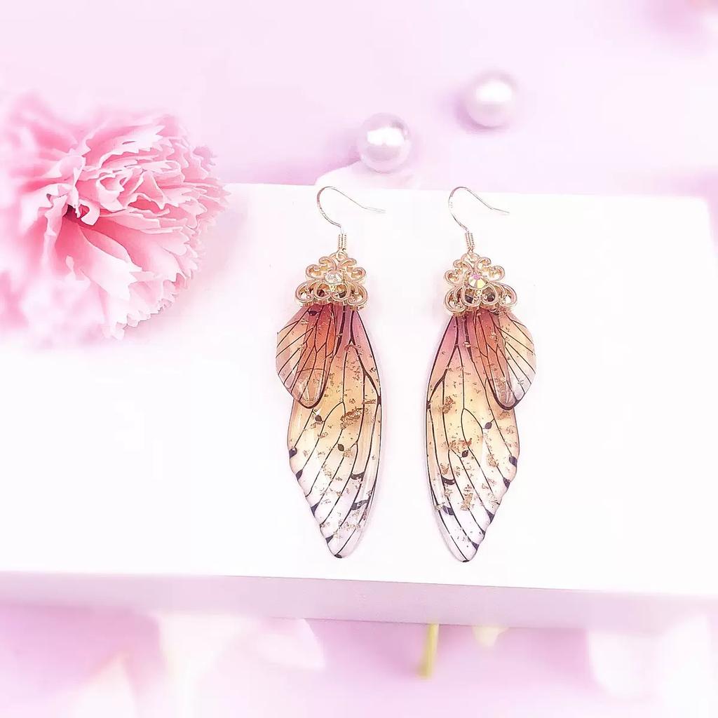 Fashion Jewelry Butterfly Earring Fairy Simulation Insect Wing Hook Earring Translucent Cicada Wing Drop Earrings Woman Jewelry