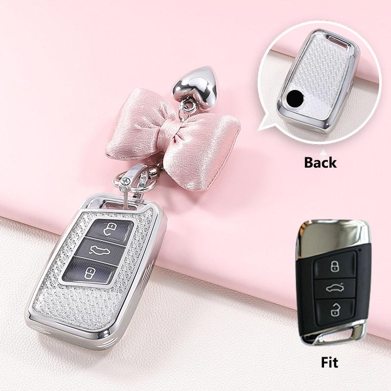 Crystal Tpu Key Case For Vw For Volkswagen For Magotan Gte Passat B6 B7 B8 Cc Skoda Fabia Superb Kodiaq A7 Key Cover Fob Holder