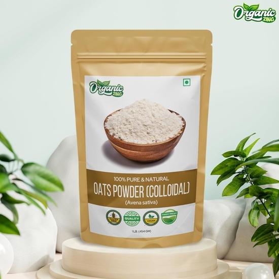 Organic Zing Colloidal Oat Powder – Pure, Gluten-Free, Water-Dispersible – Ideal for Smoothies, Baking, Beverages & Culinary Uses – 454g