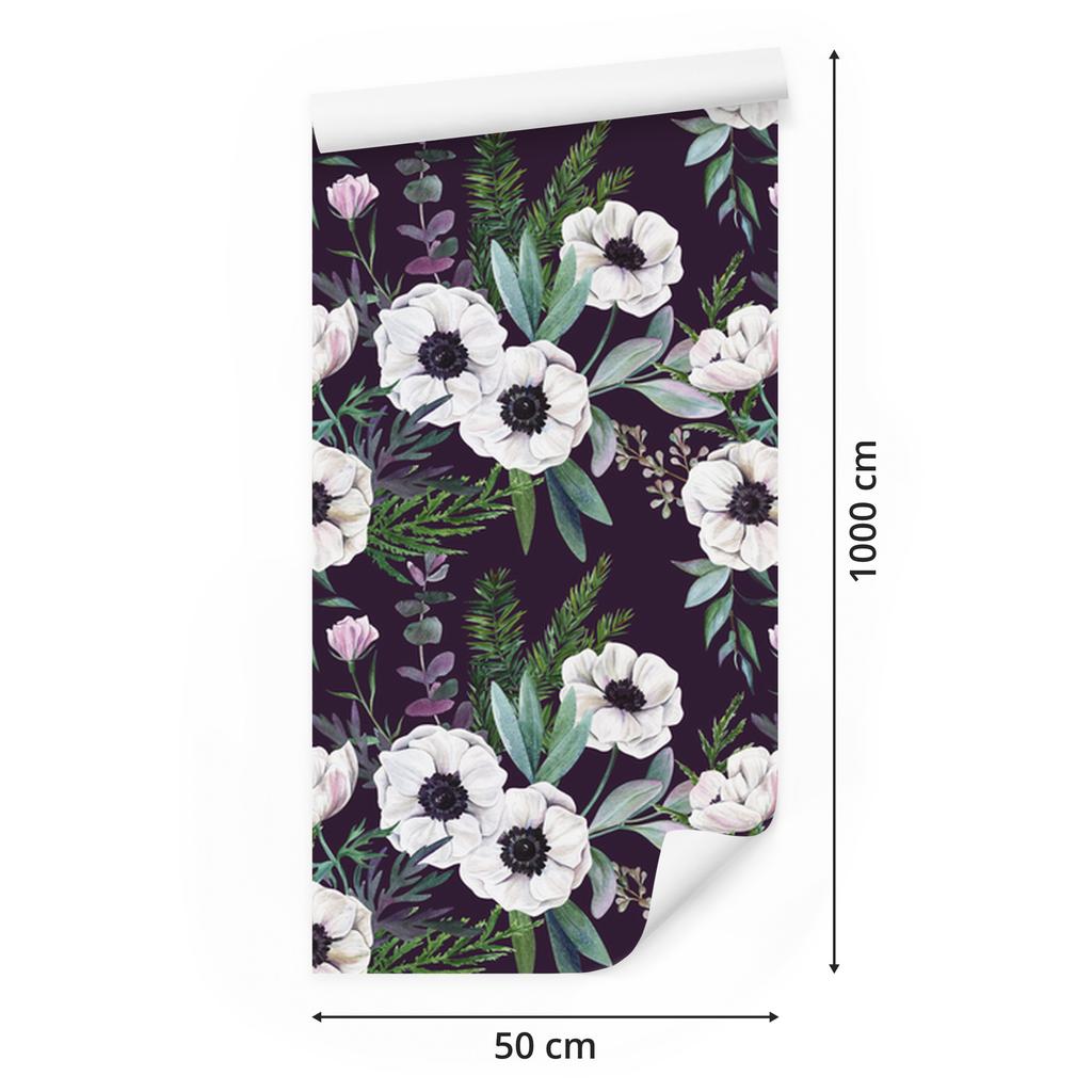 Beautiful Blooming Anemones Wallpaper for Living Room and Bedroom 50x1000