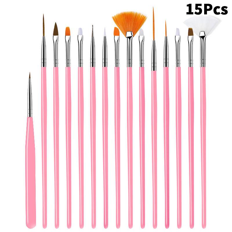 15Pcs Nail Art Pen Brushes Set Multifunctional Line Stripes Carving Brush Diy Drawing Pen Uv Gel Brushes Painting Manicure Tool