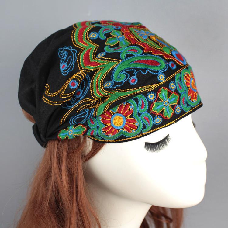 Faixa de Cabelo de Algodão e Linho Bordada Estilo Étnico da Moda Lenço de Cabeça Chapéu de Mãe Touca de Cabelo Bordada Dragão e Fênix Faixa de Cabelo para Mulheres