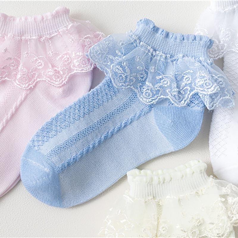 Baby Girl Socks Lovely Solid Color Breathable Princess Short Socks