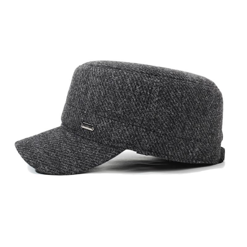 Winter Men's Hat Velvet Thick Ear Protection Wool Flat Cap Middle-Aged Outdoor Warm Cotton Hat