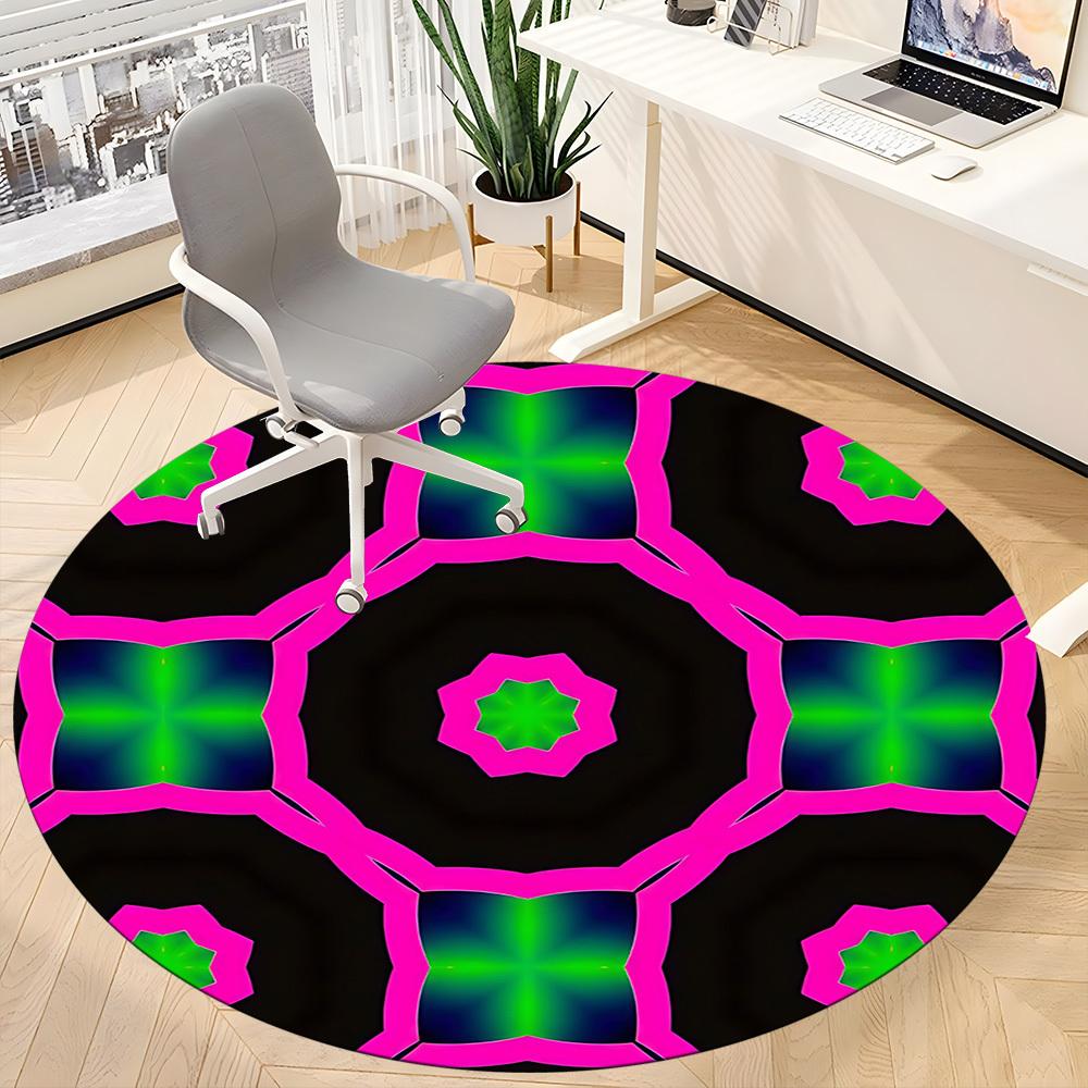 1pc Kaleidoscope Pattern Carpet, Round Non Slip Durable Large Size Office Carpet, Suitable for Office