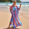 Kaftan Beach Dress Rayon Women Boho Colorful Printed Plus Size Maxi Summer Bathing Suit Cover Up