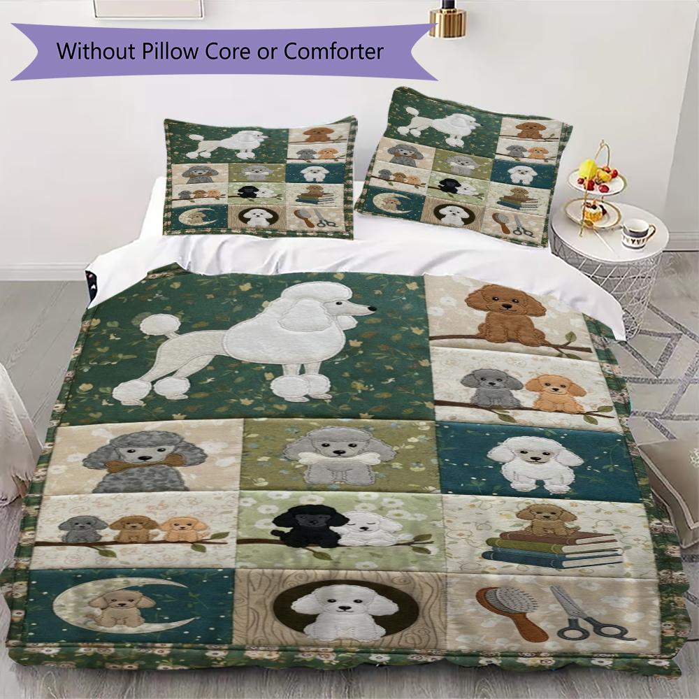 Poodle Pattern Bedding Uilt Set Uilt Cover Pillowcase Home Decoration Birthday Gift (1 * Duvet Cover + 2 * Pillowcase Without Core)100