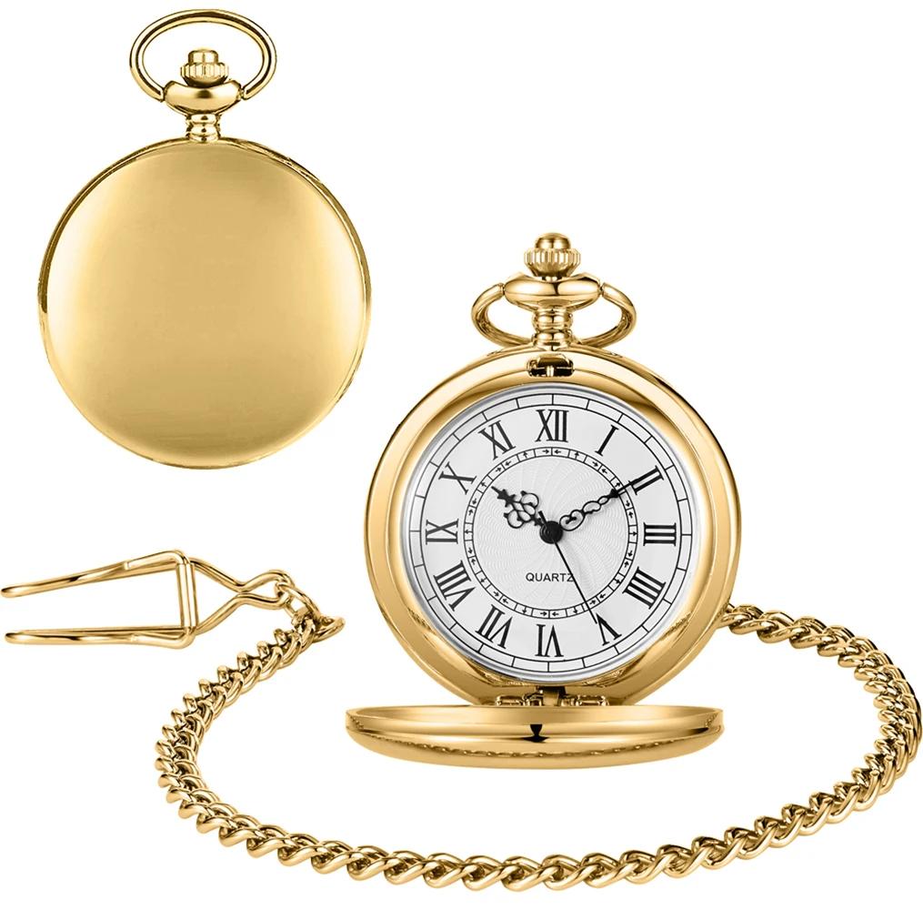 

Best Sale Gold Smooth Simple Quartz Pocket Watch Luxury Vintage Exquisite Chain Pocket Watches Necklace Men s Women s Gift