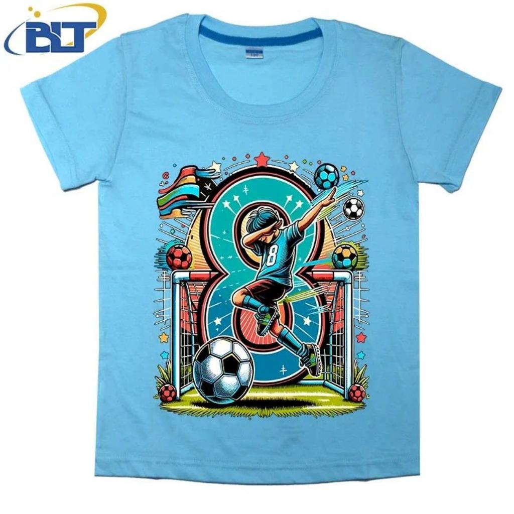 Summer New 8-year Old Short Sleeve Summer T-shirt Full of Personality Dab Gesture Football Fans Gift Children's Sports T-sh