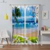 3D Printed Curtains for Window Scenery, Simulation, Modern, Decorative, Bedroom, Living Room, Study, 2Pcs