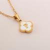 Gold-plated Letter Necklace for Elegant Women - Four-leaf Clover Letter Pendant Necklace