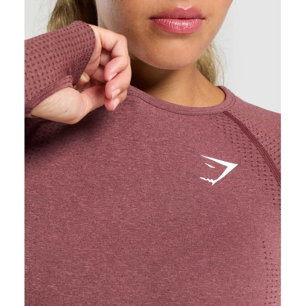 Gymshark Vital Seamless Crop Top Vínově růžový melír B1a3d Kb80