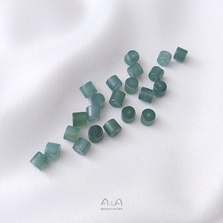 Natural Ice Jade Barrel Abacus Beads for DIY Bracelets