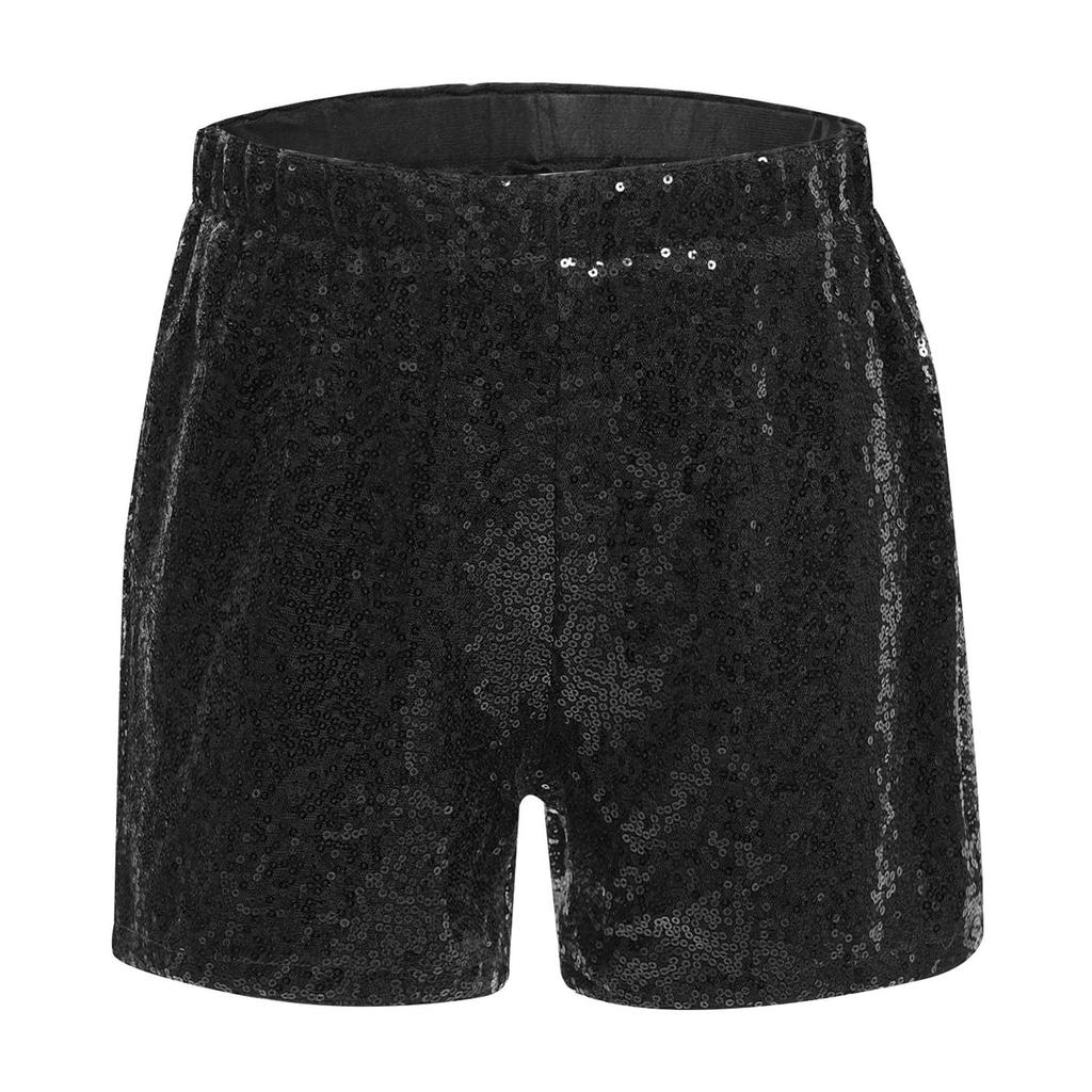 Girls Sequined Dance Shorts Elastic Waist Shiny Sequins Jazz Performance Cheerleading Competition Bottom