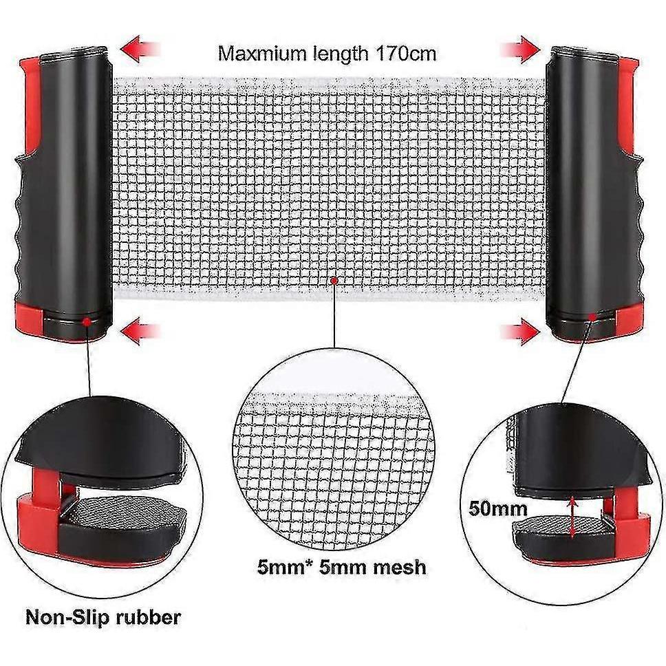 Table Tennis Nets Table Tennis Nets, Adjustable Retractable Net Ping Pong Replacement Net, Portable Travel Holder Ideal For All Types Of Tables,170(ma