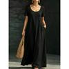 QICED Women's Fashion Summer Spring Solid Color Print U-Neck Short Sleeve Casual Dresses