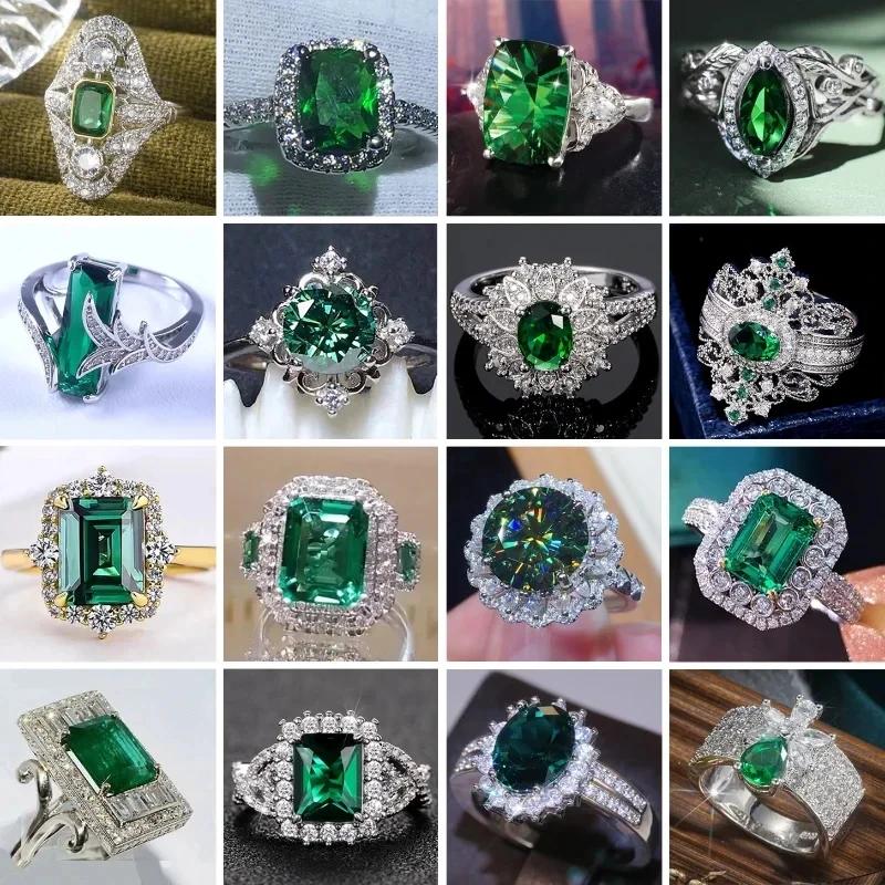 2026 New Luxury Fashion Green Zirconia Crystal Ring for Women's Engagement/Wedding/Anniversary Party Personalized Jewelry