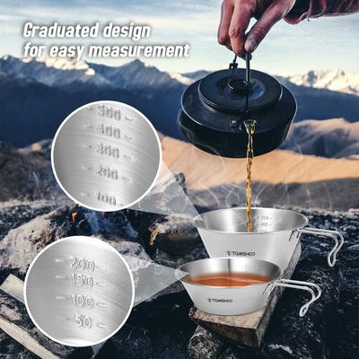 TOMSHOO Ciotola dosatrice Sierra Cup da 200 ml/500 ml in acciaio inossidabile per campeggio all'aperto