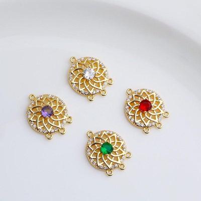 Koppar Zirkon Hänge Förgyllt med 14k Guld för DIY Halsband eller Örhängen.