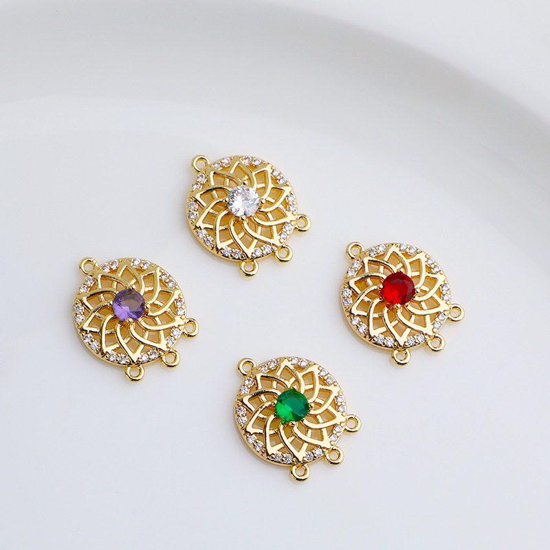 14k Gold-Plated Copper Zircon Pendant for DIY Necklace or Earrings.