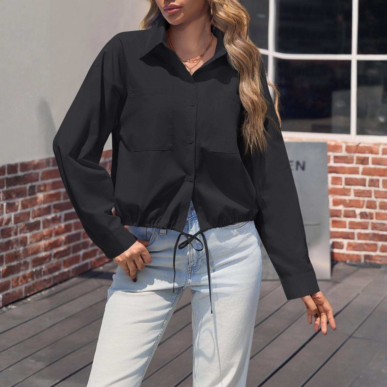 

Women s Plain-colored Casual Loose Top S чорний