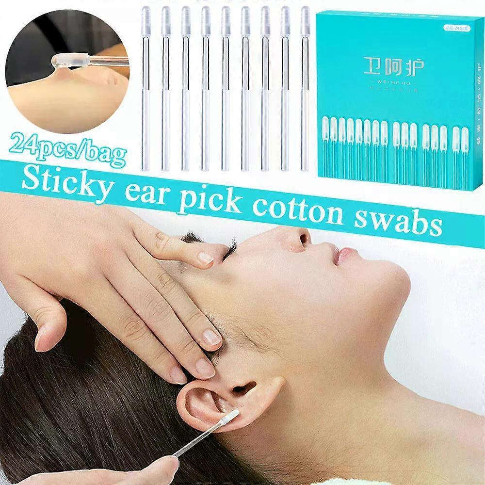 Sticky Ear Swabs, 24Pcs/Box Silicone Earwax Remover Stick for Adults Kids Elders